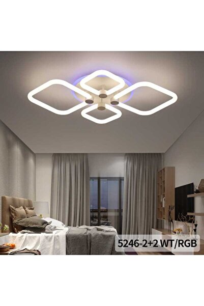 LightPlanet Lustra LED cu 4 Patrate lumina 360 grade RGB Telecomanda 24G inte...