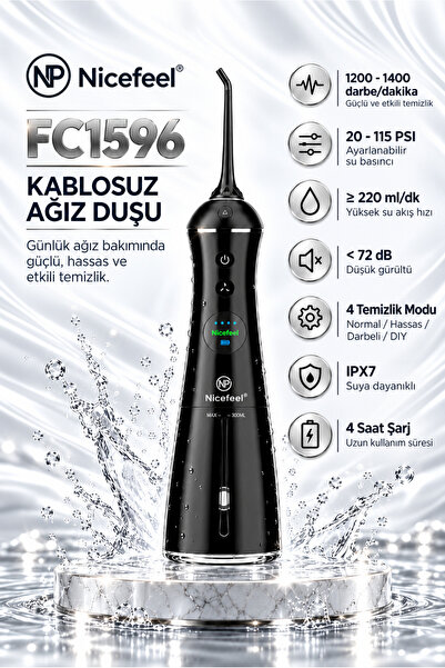 NPO Nicefeel FC1596 Şarjlı Ağız Duşu Taşınabilir Diş Temizleme Cihazı Diş Tel...