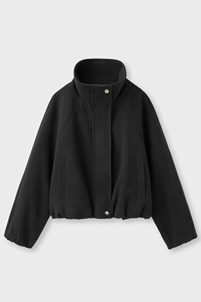 NET OF NOT Oversize Geniş Kol Dik Yaka Kadın Tüylenmez Bomber Kaşe Ceket