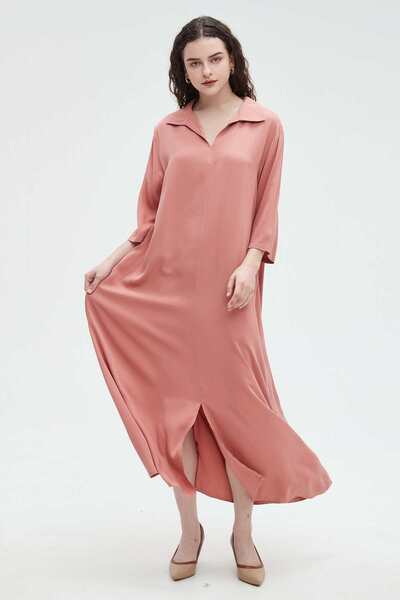 Nichii 3/4 Sleeve Maxi Dress with Collar