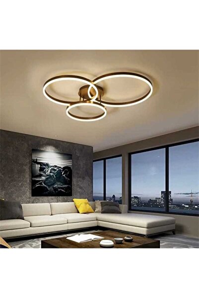 Jiju Candelabru LED negru 136W, 3 cercuri 40+30+25 cm, WiFi, 3 lumini reglabile
