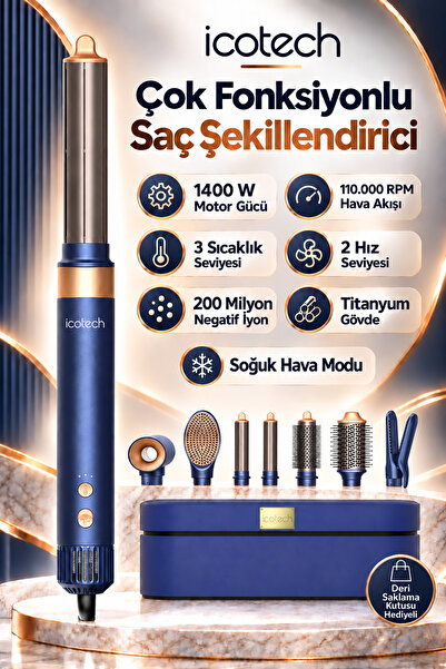 icotech Hs60 Lacivert 7 In 1 Multi Styler Saç Şekillendirici Saç Maşası Hava ...