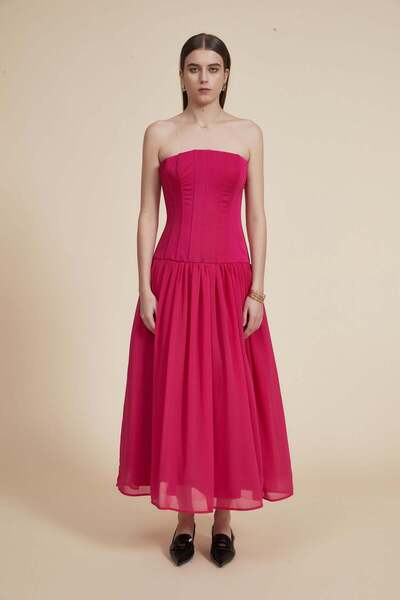 Yola Long Ruffled Cape Dress