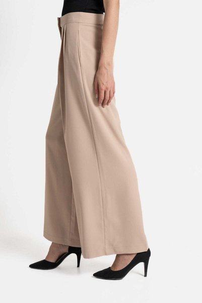 mica Classic Wide-Leg High-Waisted Solid Long Trousers