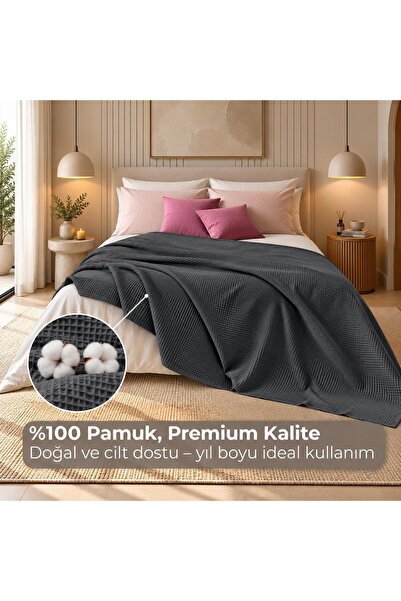 Baveno 100% bumbac 180X220 cm model vafe, lenjerie de pat și husă de canapea
