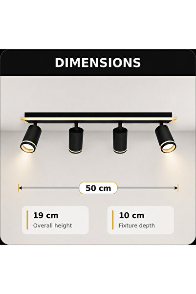 luminastar Spot LED încastrat modern, 50 × 17,5 cm, negru