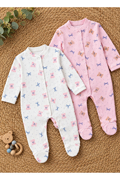 DEFNE LİNA BABY Baby Girl Cotton Piece Newborn Sleeping Bag with Booties