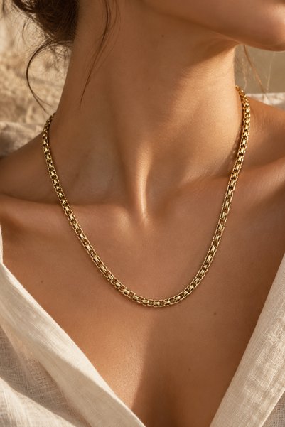 Steel Weave Chain Necklace 3mm Gold Color |   Anti-Tarnish, Women'S, 2 Years Warranty