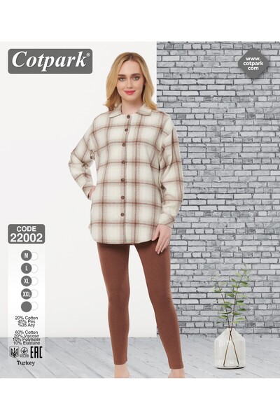 Cotpark Дамски комплект от памучна риза и чорапогащник Lumberjack 22002