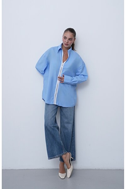 Myra Fashion Oversize Fermuarlı Tunik Gömlek Geniş Kesim Uzun Kol Bluz Kadın ...
