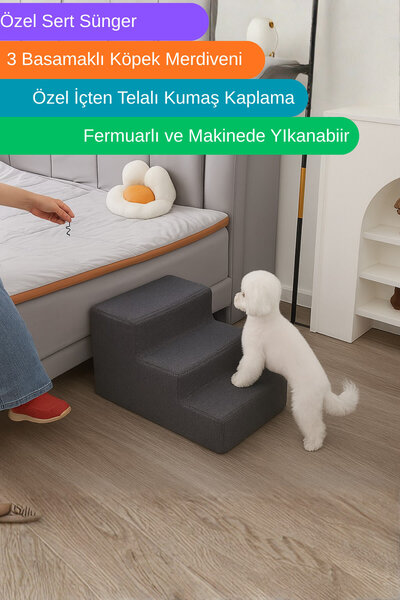 Özel Sünger Ve Özel Kumaşlı Köpek Basamağı Merdiveni 40X30X33 cm