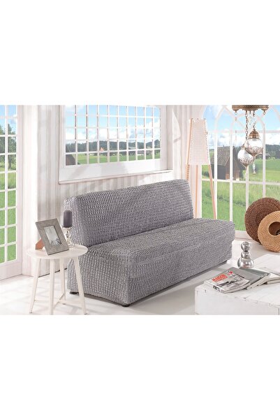 Karna Home Stretch 2 Seater Cotton Sofa Cover Armless Grey
