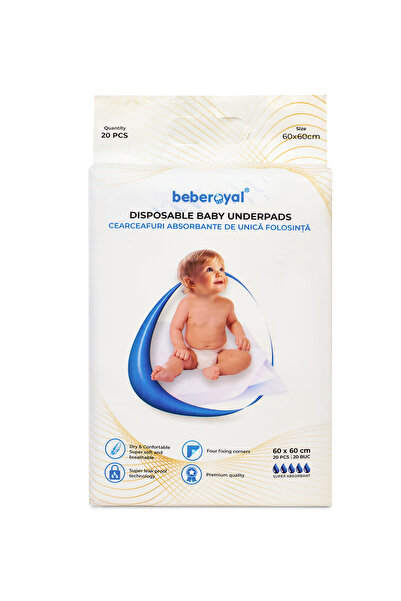 Beberoyal Set 20 Aleze Premium 60x60 cm, Impermeabile, Absorbție 1500 ml, Fix...