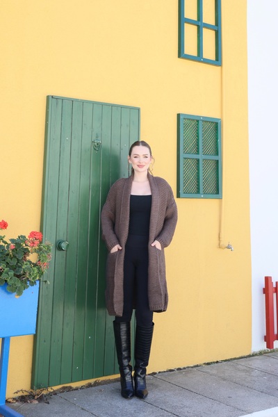 NİSUM MODA Thick Knitted Cardigan with Pockets