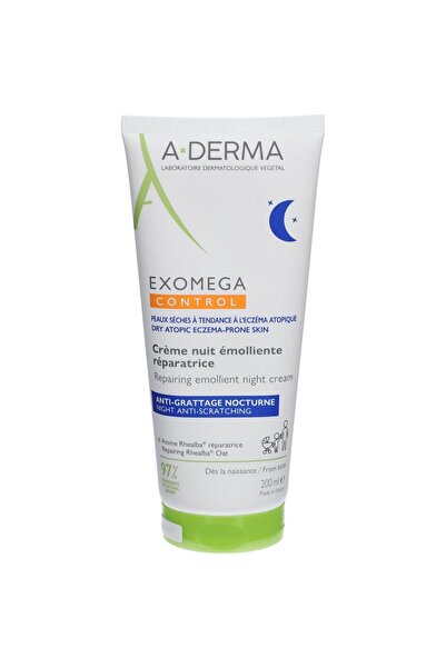 A-DERMA Cremă de noapte reparatoare Exomega Control pentru ten uscat, 200 ml