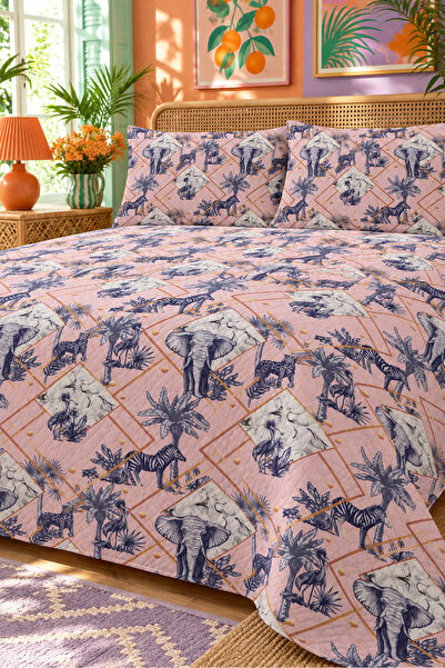 Evmila Elephant Figured Bedspread 200X220 Double Pique Set