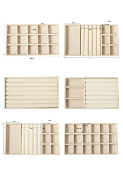 LONDON Birds Store Takı kutusu Şık 6 lı set çekmece içi takı organizer ( bej ...