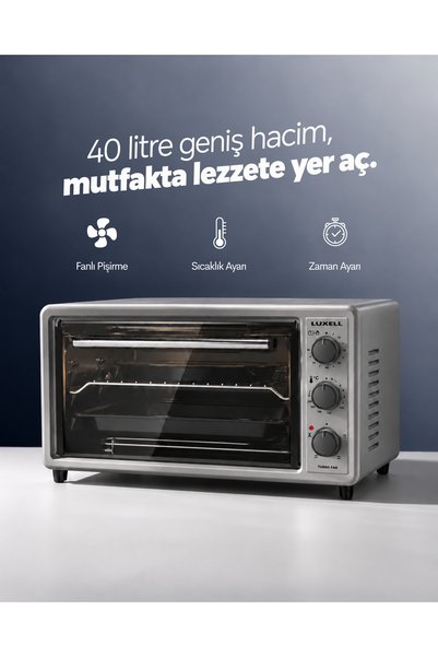 Luxell 40 Litre Turbo Mini Fırın Gri – LX-3525
