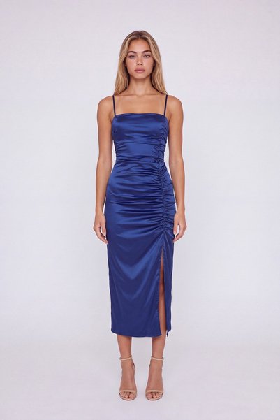HOLLY LOLLY Rochie Dipsy din satin cu fanta albastra