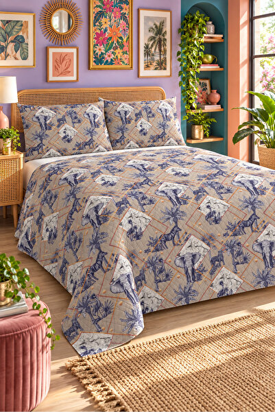 Evmila Elephant Figured Bedspread 200X220 Double Pique Set