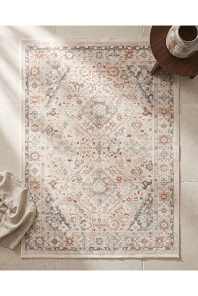 ALA RUGS Koton Seri - Vintage Motifli Yıkanabilir Oda Halısı