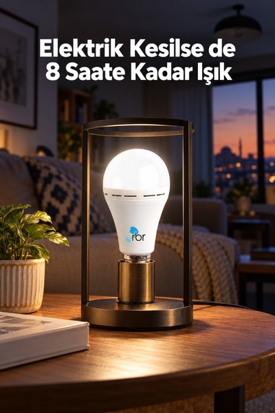 RBR 15W Şarjlı Led Ampul Elektrik Kesintisinde Yanan Acil Durum Işığı Aydınlatma