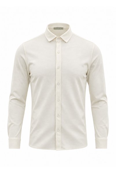 BRANDHILLS White Color Men's Flexible Knitted Shirt