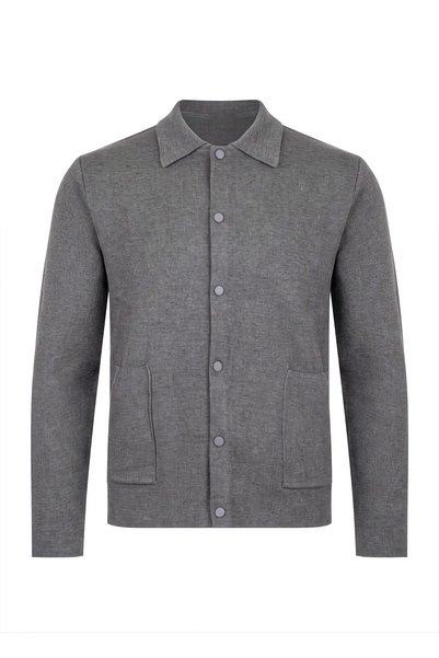 BRANDHILLS Anthracite Color Men's Steel Knitted Cardigan