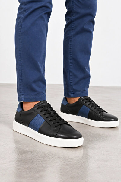 GERARDO AYAKKABI Teren Men's Genuine Leather Sneaker Shoes - Black