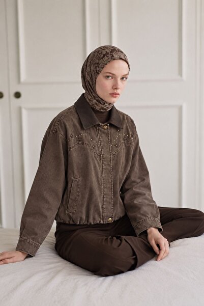 Levidor Contrast embroidered jacket - dark brown