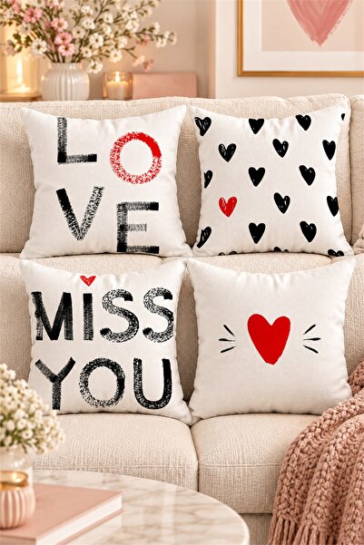 on the clouds Set de huse de pernă pentru scaun cu tematică Miss You Love Lov...