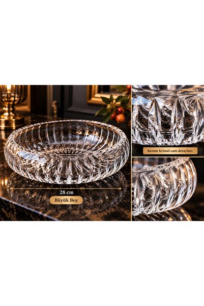 AYZ HOME Cut Crystal Presentation Bowl 28 cm Salad Presentation Bowl