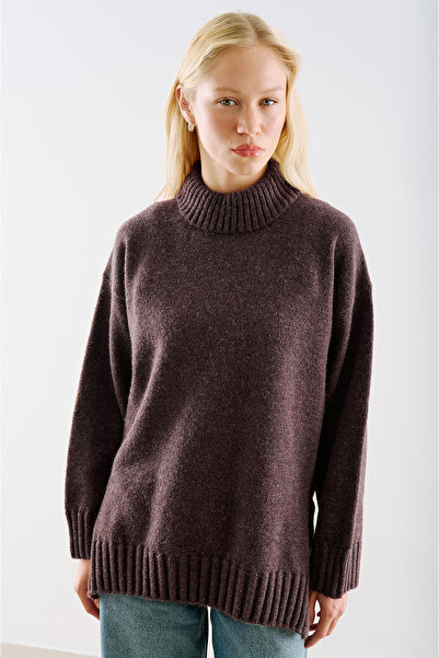 Manuka High-Collar Wool Knit Sweater Mulberry