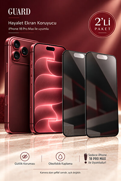 Evax [2x Guard Hayalet] iPhone 18 Pro Max Uyumlu Hayalet Özellikli 6D Temperl...