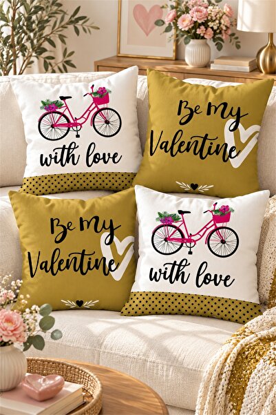 on the clouds Be My Valentine Dear Bike Husă de pernă ascunsă cu fermoar Set ...