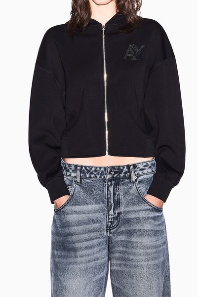 Armani Exchange Kadın Fermuarlı Sweatshirt Siyah