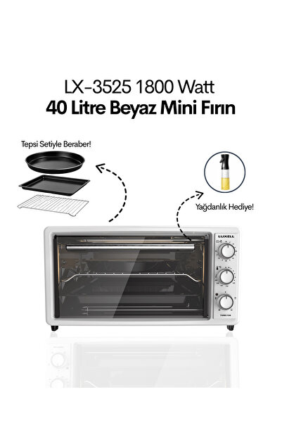 Luxell 40 Litre Turbo Mini Fırın Beyaz – LX-3525