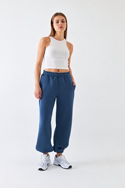 The Champ Clothing Oversize Unisex Sweatpants Marine – 3-Thread Ribbed, Elast...