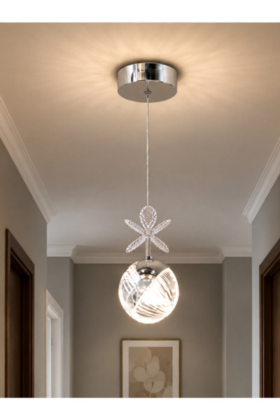 EY-EL TASARIM TEKLİ PERLA KROM 3 RENK MODLU KRİSTAL TAŞLI LEDLİ SARKIT AVİZE