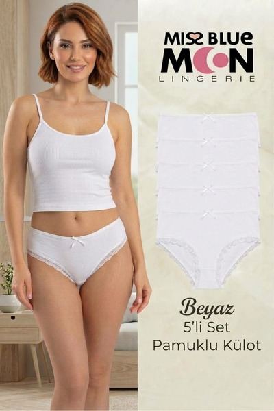 missblue moon Yüksek Bel Dantelli Renkli Bato 5'li Kadın Külot 5500-2