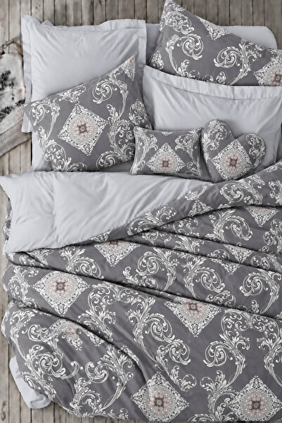 İQON Elastic Sheet Duvet Cover Set Single Size Hanedan Gray