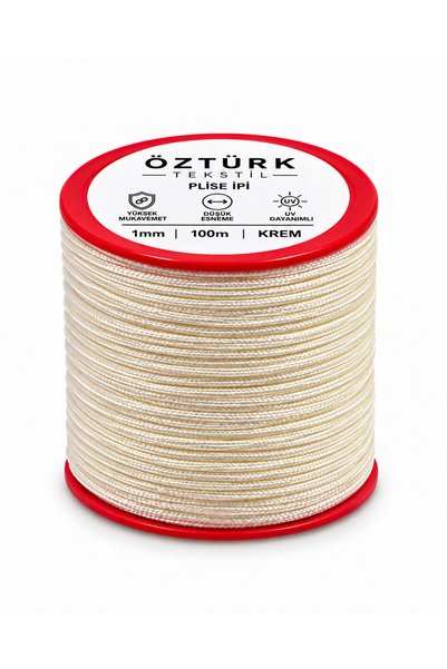 Öztürk Tekstil İp 1mm Krem Plise Perde İpi 100 Metre Polyester Perde Mekanizm...
