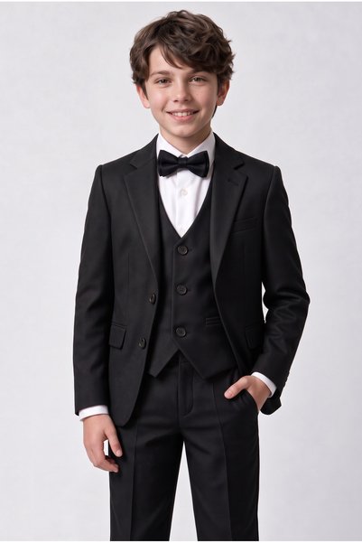 SIRRI Boys' 4-Piece Black Suit 1-12 Years