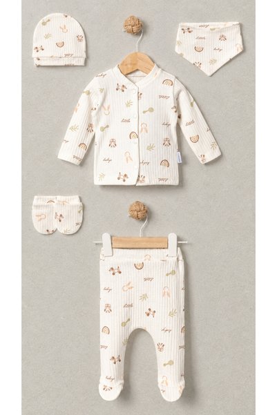 NEU KIDS Baby 100% Cotton Pink Little Print 5-Piece Hospital Discharge Newbor...