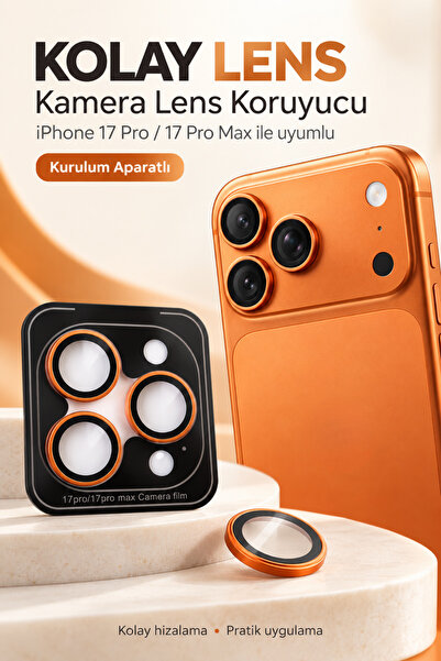 Evax [Kolay Lens] iPhone 17 Pro Max / 17 Pro Uyumlu Kolay Kutulum Aparatlı Ka...