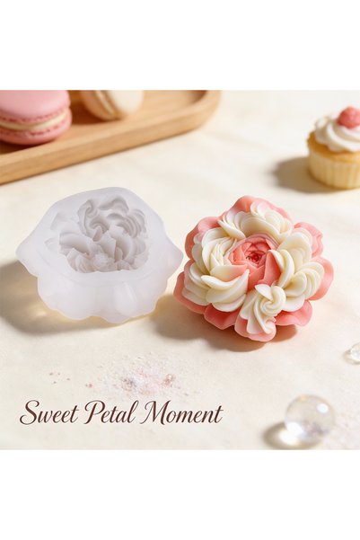 Choice SP80 3D Peony Flower Candle Silicone Mold, Layered Petals, Easy Releas...
