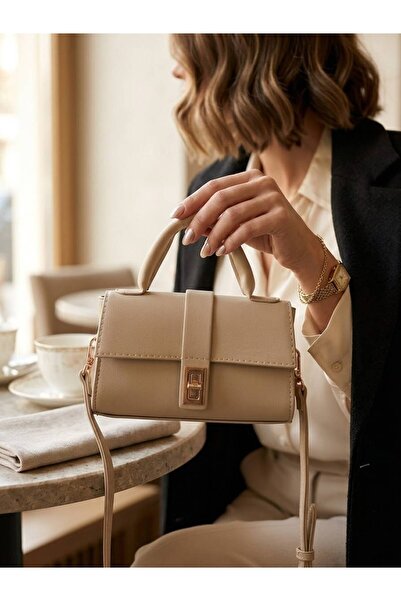 MODA Gold Kilit Detaylı Mini Baget El Ve Omuz Çantası - ROMA MODEL