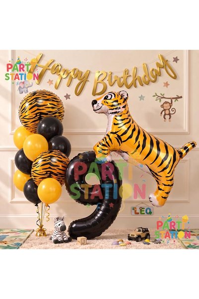 Parti Station Safari Concept Tiger 9 Years Old Balloon Set Tiger Party Concep...