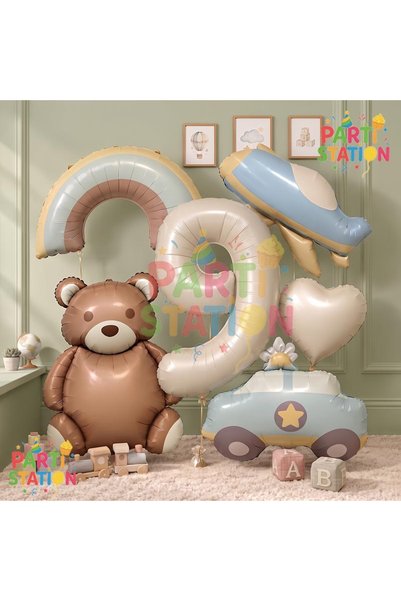 Parti Station Retro Teddy Bear Airplane Police Car Rainbow Concept 9 Years Ol...