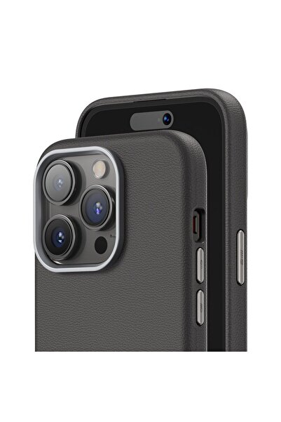 BLUEO iPhone 15 Pro Magsafe Compatible Leather Premium Black Phone Case